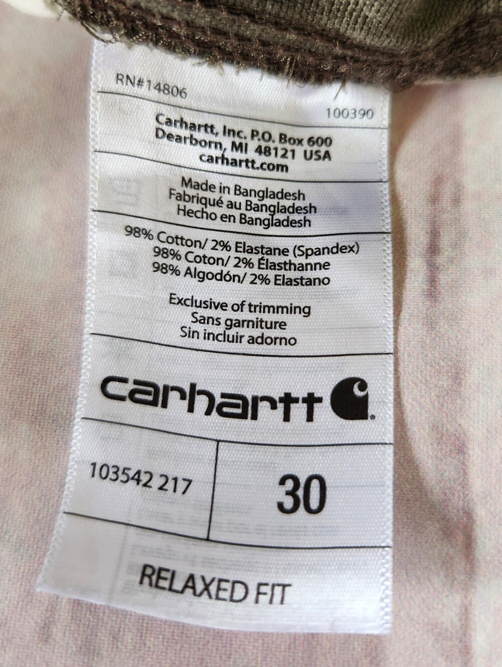 Carhartt Relaxed Fit "Rigby Canvas Cargo Short" Green | Men's Size 30 - Picture 7 of 10